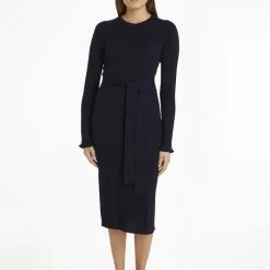 Tommy Hilfiger FEMININE RIBS SWTR MIDI DRESS LS